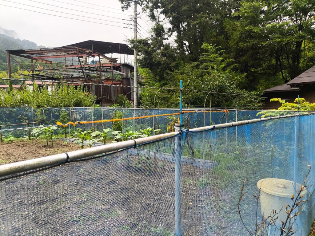 現地での電気柵の補修